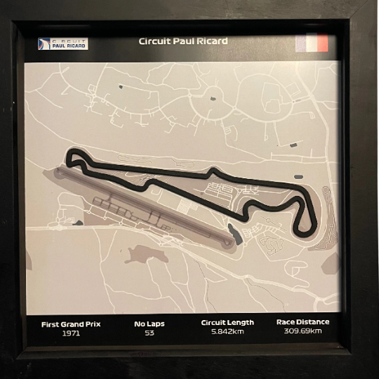 Paul Ricard Track Wall Art in Black Square Frame French Grand Prix